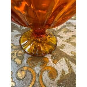 Vintage L.E. Smith Amberina Handkerchief Compote